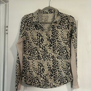 Sonia Leopard Print Long Sleeve Top - Black and Cream